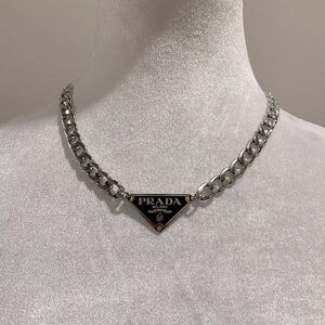 Authentic Prada Silver Chain with Logo Emblem